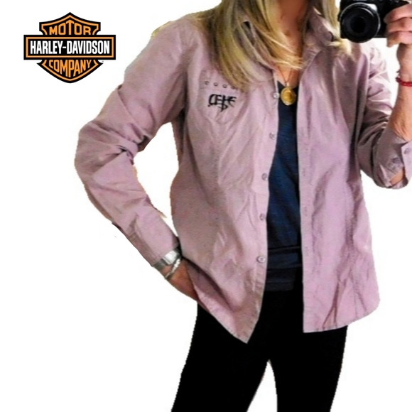 Harley-Davidson Tops - HARLEY DAVIDSON LILAC  WMNS L 100% COTTON SHIRT